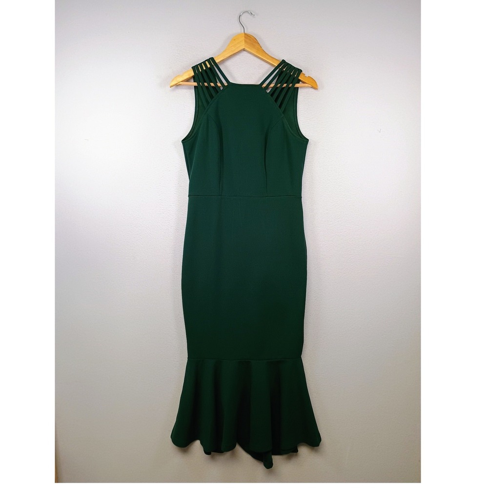 Cocktail Elegant PrettyGarden Women S‎ Green Strappy Mermaid Midi Dress 7106